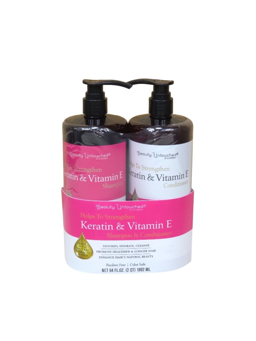 Beauty Untouched Keratin & Vitamin E Shampoo & Conditioner Hydrate JUMBO 32 oz